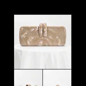 Beige Marble Knot-Top Women’s Shoulder Bag